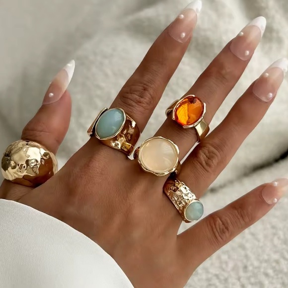 Retro Bohemian Gold Ring Set - Picture 1 of 11